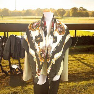 Vintage Industry Silk Scarf Made In Japan 100% Silk Equestrian Themed